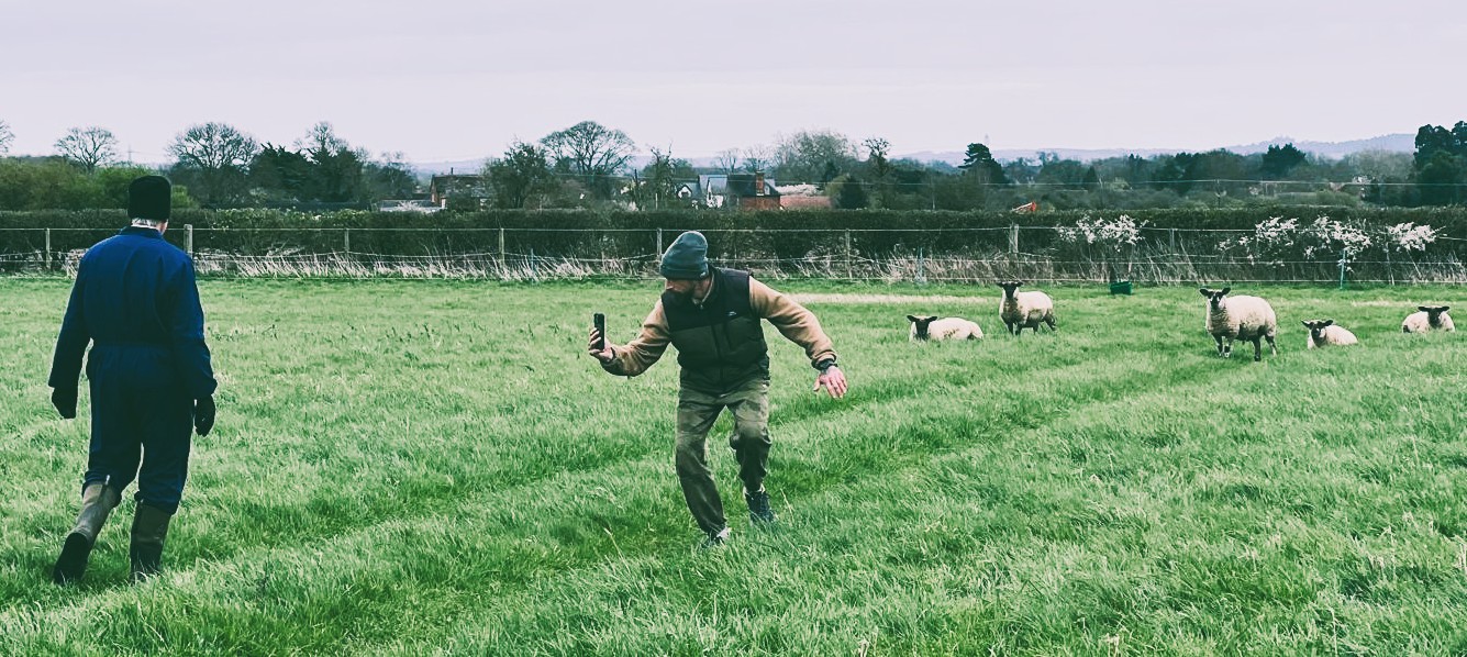 Filming Steve the farmer for social media content at Cropwell Farm Shop